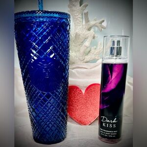 Diamond Blue Starbucks Tumbler with Bath & Body Works Dark Kiss Mist Gift Set
